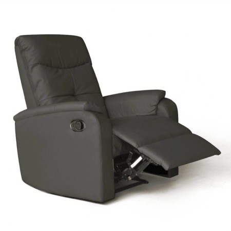 Poltrona Relax Manuale Reclinabile in Ecopelle Grigio con Braccioli
