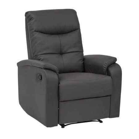 Poltrona Relax Manuale Reclinabile in Ecopelle Grigio con Braccioli