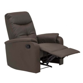 Poltrona Relax Manuale Reclinabile in Ecopelle Marrone con Braccioli 2