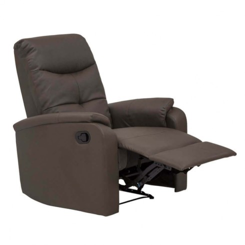 Poltrona Relax Manuale Reclinabile in Ecopelle Marrone con Braccioli