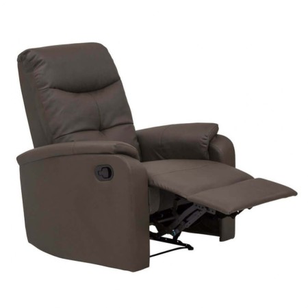 Poltrona Relax Manuale Reclinabile in Ecopelle Marrone con Braccioli