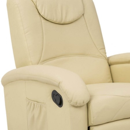 Poltrona Relax Manuale Reclinabile in Ecopelle Beige con Braccioli