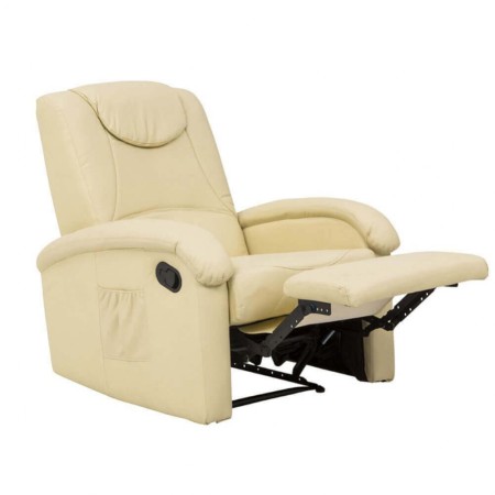 Poltrona Relax Manuale Reclinabile in Ecopelle Beige con Braccioli