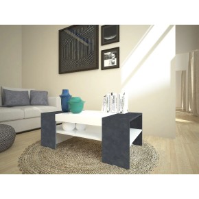 Tavolino da Caffè 110cm Bianco Laccato Rettangolare Basso da Soggiorno 2
