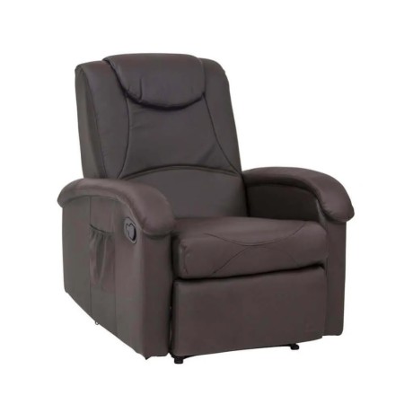 Poltrona Relax Manuale Reclinabile in Ecopelle Marrone con Braccioli
