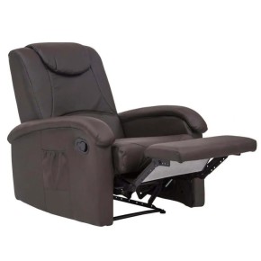 Poltrona Relax Manuale Reclinabile in Ecopelle Marrone con Braccioli 2