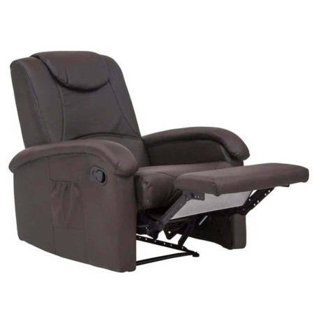 Poltrona Relax Manuale Reclinabile in Ecopelle Marrone con Braccioli