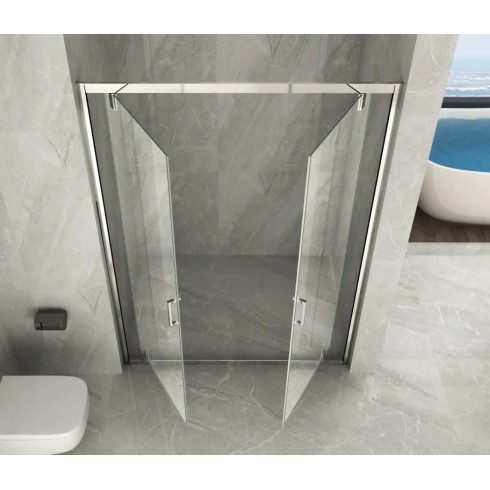 Box Doccia Nicchia 2 Ante Battente Saloon Vetro 6 mm Porta Parete in Cristallo