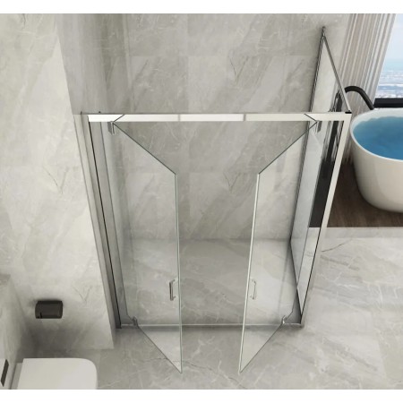 Box Doccia Angolare 2 Ante Battente Saloon Parete Fissa Vetro 6 mm in Cristallo