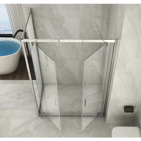 Box Doccia Angolare 2 Ante Battente Saloon Parete Fissa Vetro 6 mm in Cristallo