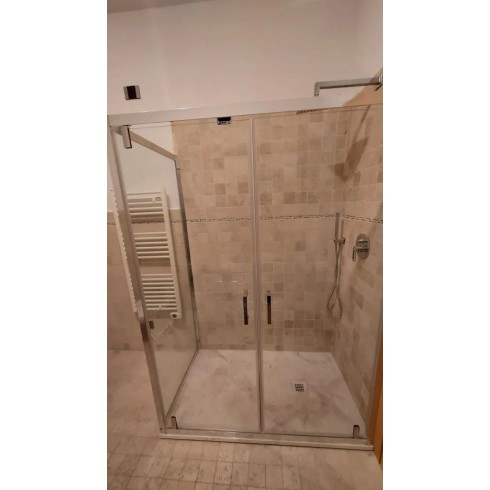 Box Doccia Angolare 2 Ante Battente Saloon Parete Fissa Vetro 6 mm in Cristallo