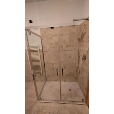 Box Doccia Angolare 2 Ante Battente Saloon Parete Fissa Vetro 6 mm in Cristallo