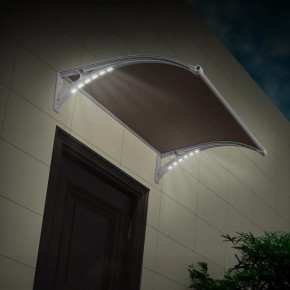 Pensilina con Led 150x100 in Policarbonato Alveolare Antipioggia Nero 2