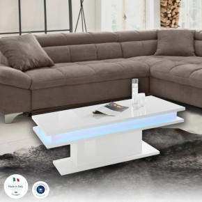 Tavolino da Caffè 100cm Bianco Lucido con led Basso da Soggiorno 2
