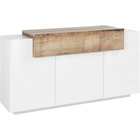 Madia Credenza 3 Bianco/Acero Ante 160x45x85 cm