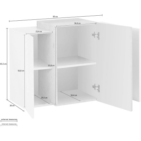 Mobile Pensilina a Muro con 3 Ante Design Moderno Bianco lucido 90x38x65,5 cm