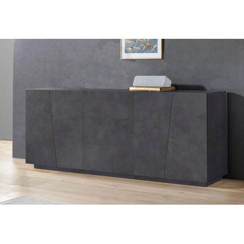 Credenza con 4 Ante e 3 Cassetti Ardesia Madia per Soggiorno