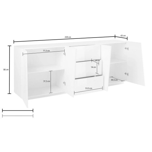 Credenza con 4 Ante e 3 Cassetti Ardesia Madia per Soggiorno