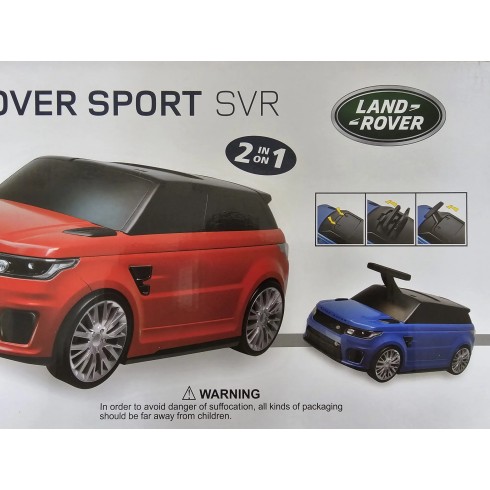 Valigia da Viaggio 2 in 1 Auto Range Rover Rossa Cavalcabile per Bambini