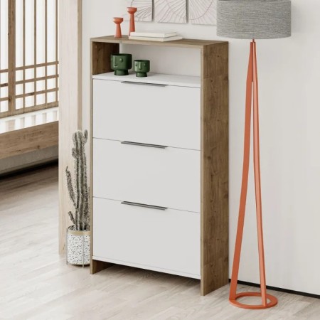 Scarpiera 3 Ante a Ribalta Noce Bianco 78x28x139 cm
