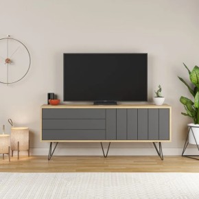 Mobile Porta Tv per Soggiorno 2 Ante Rovere Antracite 139x36x57 cm 2