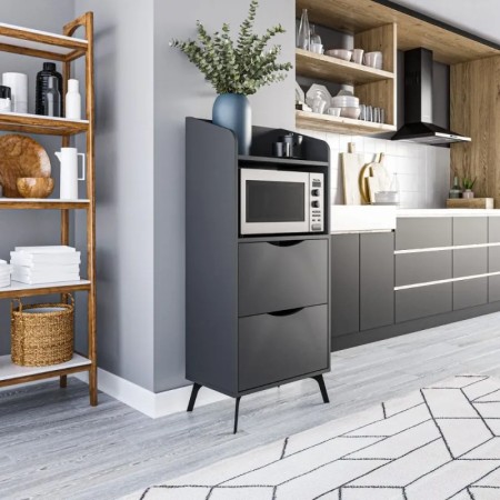 Mobile Multiuso da Cucina per Forno Microonde in Legno con Cassetti Antracite