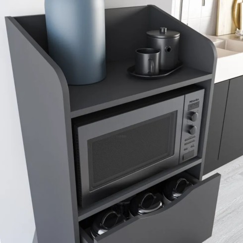 Mobile Multiuso da Cucina per Forno Microonde in Legno con Cassetti Antracite