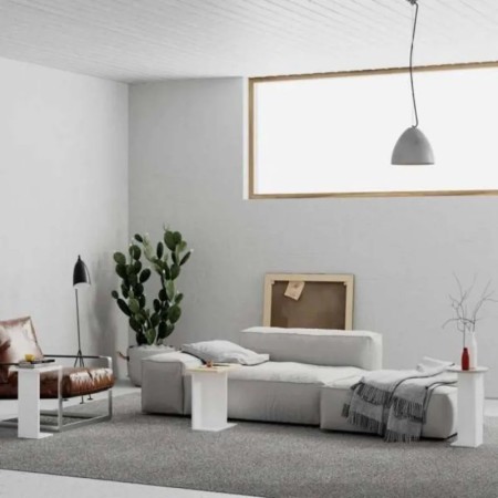 Set 3 Tavolini da Salotto Multiforma Bianco Rovere Mocha
