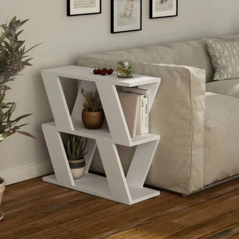 Tavolino da Divano Laterale Bianco 60x22x57 cm