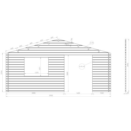 Casetta da Giardino 44 mm in Legno 6x6 infissi con doppio vetro
