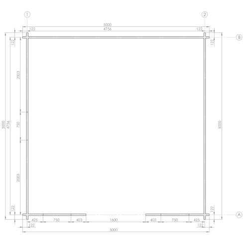 Casetta in Legno 5x5 mt 44 mm Rimessa Attrezzi Blockhouse da Giardino