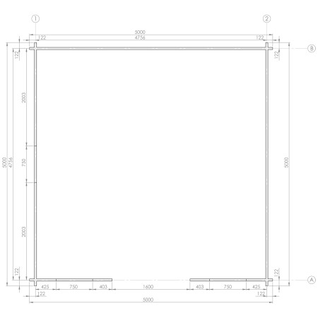 Casetta in Legno 5x5 mt 44 mm Rimessa Attrezzi Blockhouse da Giardino