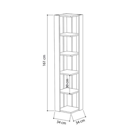 Libreria Angolare 5 ripiani Grigia 34x34x161 cm