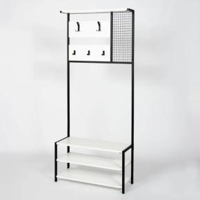 Mobile Scaffale Ingresso Bianco con Appendiabiti 78x30x182 cm