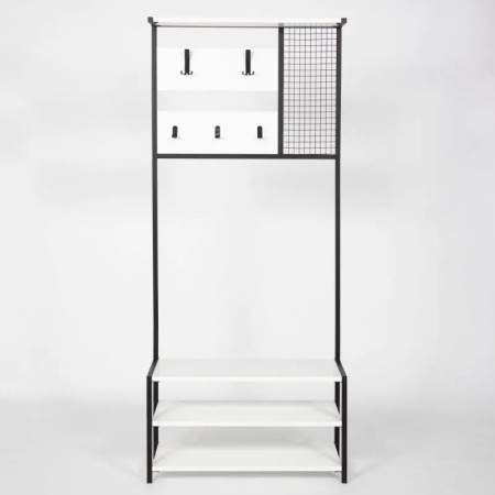Mobile Scaffale Ingresso Bianco con Appendiabiti 78x30x182 cm