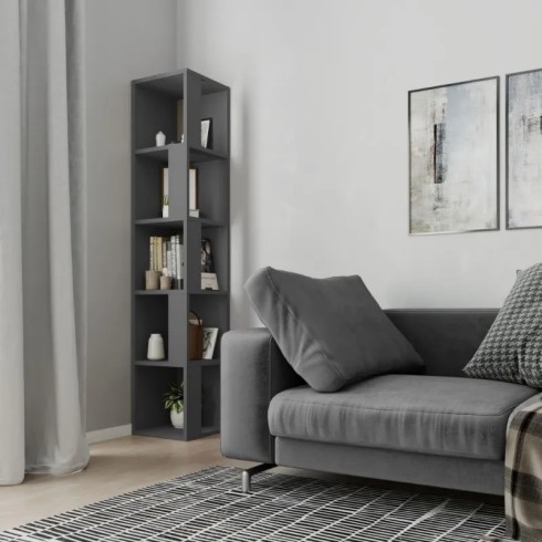 Libreria Angolare 5 ripiani Antracite 31x31x158 cm