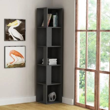 Libreria Angolare 5 ripiani Antracite 31x31x158 cm