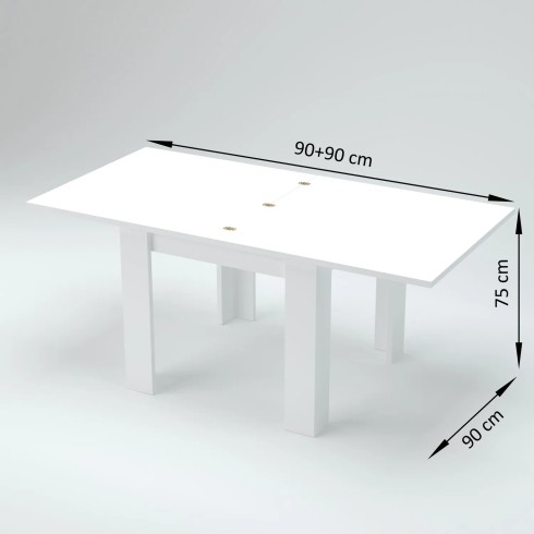 Tavolo Allungabile da 90 cm a 180 cm Apertura a Libro Grigio