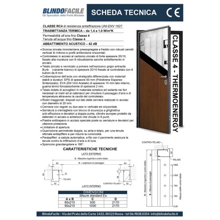 Porta Blindata da Esterno Classe 3 o Classe 4 con Rivestimento Grigio
