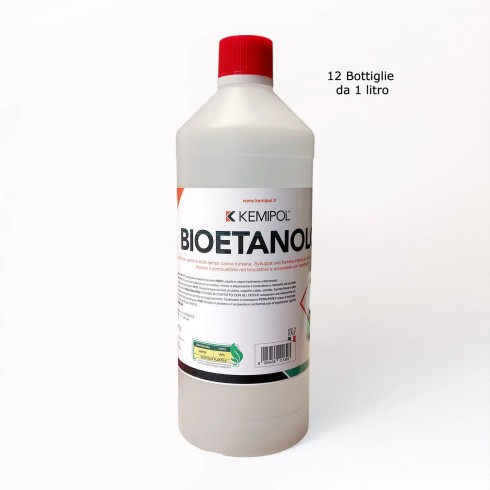 12 Bottiglie 1 litro Bioetanolo Liquido Combustibile Bio Camino Stufa Caminetto | BricoShop24