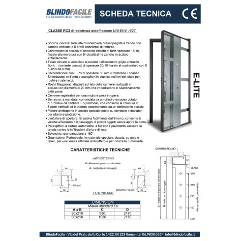 Porta Blindata Bianca per Esterno con Pannello in Vetroresina