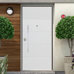 Porta Blindata Bianca per Esterno con Pannello in Vetroresina 2