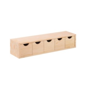 4 Cassettiere in Legno Mini 5 Cassetti 56X13X12 cm Multiuso