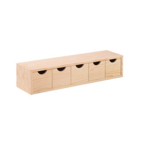 4 Cassettiere in Legno Mini 5 Cassetti 56X13X12 cm Multiuso