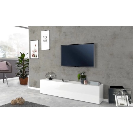 Mobile Porta TV Bianco Lucido con 1 Anta 220 cm Madia Bassa per Soggiorno