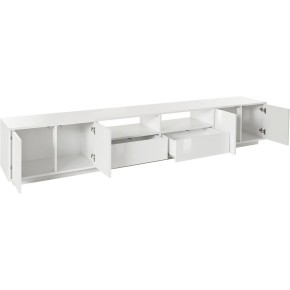 Mobile Porta TV Bianco Laccato 260 cm Madia Bassa per Soggiorno 2