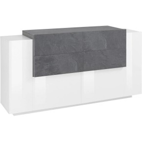 Credenza con 2 ante 4 Cassetti 160cm Bianco Ardesia per Soggiorno