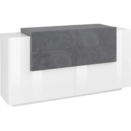 Credenza con 2 ante 4 Cassetti 160cm Bianco Ardesia per Soggiorno