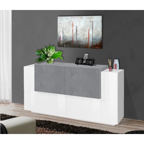 Mobile Porta TV Bianco Acero 160 cm Madia Bassa per Soggiorno