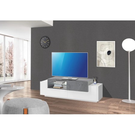Mobile Porta TV Bianco Ardesia 160 cm Madia Bassa per Soggiorno